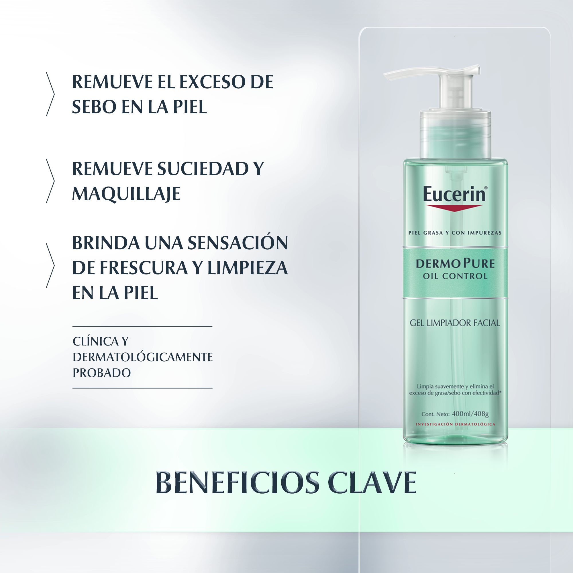 DermoPURE Gel Limpiador Facial para Piel Grasa Eucerin